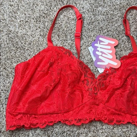 Fabletics Yitty Red Smoothing Lace Plunge Bralette NWT Size 3X - Picture 2 of 6